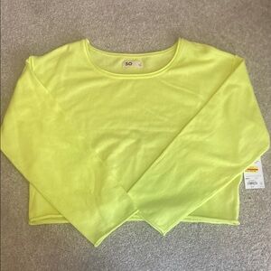 Neon Yellow Long Sleeve Crop Top